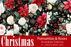 Christmas Pattern, Poinsettias Roses Christmas Pattern, s8 Product Image 1