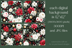 Christmas Pattern, Poinsettias Roses Christmas Pattern, s8 Product Image 2