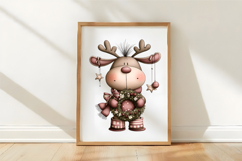 Watercolor Christmas Reindeer Clipart Product Image 3