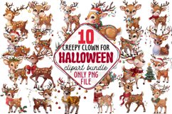 Watercolor Christmas Reindeer Clipart Bundle PNG Product Image 1