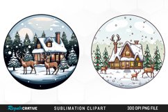 Watercolor Christmas Round House PNG Clipart Product Image 1