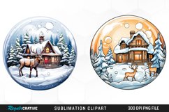 Watercolor Christmas Round House PNG Clipart Product Image 1