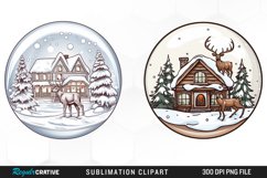 Watercolor Christmas Round House PNG Clipart Product Image 1