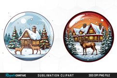 Watercolor Christmas Round House PNG Clipart Product Image 1