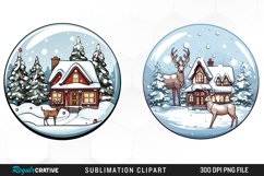 Watercolor Christmas Round House PNG Clipart Product Image 1