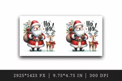 Watercolor Christmas Santa Claus gift sack reindeer Ho Ho quote print 20 oz tumbler skinny mug wrap clipart t-shirt sublimation printable design