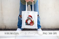 Cute watercolor Christmas penguin clipart- 1 png file Product Image 3