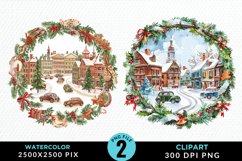 Watercolor Christmas Scenery Artwork Clipart Product Image 1