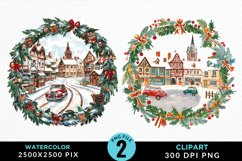 Watercolor Christmas Scenery Artwork Clipart Product Image 1