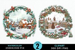 Watercolor Christmas Scenery Artwork Clipart Product Image 1
