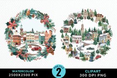 Watercolor Christmas Scenery Artwork Clipart Product Image 1