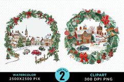 Watercolor Christmas Scenery Artwork Clipart Product Image 1