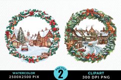 Watercolor Christmas Scenery Artwork Clipart Product Image 1