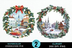 Watercolor Christmas Scenery Artwork Clipart Product Image 1