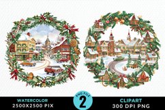 Watercolor Christmas Scenery Exquisite Clipart Product Image 1