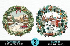 Watercolor Christmas Scenery Artwork Clipart Product Image 1
