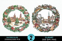 Watercolor Christmas Scenery Artwork Clipart Product Image 1