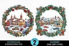 Watercolor Christmas Scenery Artwork Clipart Product Image 1