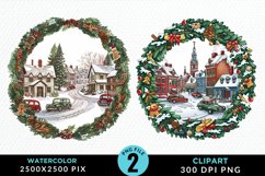 Watercolor Christmas Scenery Artwork Clipart Product Image 1