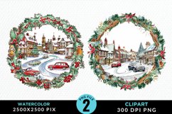 Watercolor Christmas Scenery Artwork Clipart Product Image 1