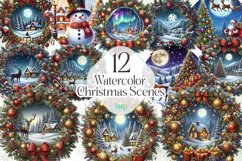 Watercolor Christmas Scenes Sublimation Product Image 1