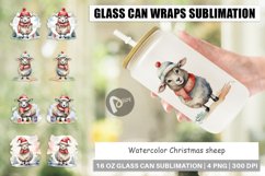 Glass Can Wraps Watercolor Christmas sheep Product Image 1