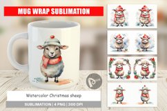 Mug Wrap Design Watercolor Christmas sheep Product Image 1