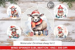 Wind Spinner Watercolor Christmas sheep Product Image 1