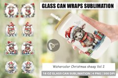 Glass Can Wraps Watercolor Christmas sheep Product Image 1
