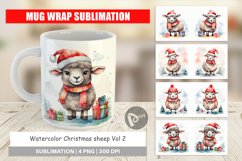 Mug Wrap Design Watercolor Christmas sheep Product Image 1