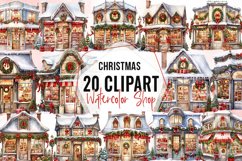 Watercolor Christmas Shop Clipart Product Image 1