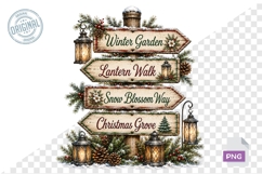 Watercolor Christmas Signpost PNG Bundle Product Image 9