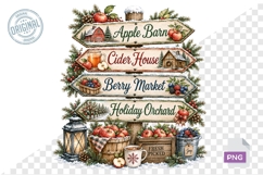 Watercolor Christmas Signpost PNG Bundle Product Image 1