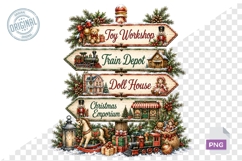 Watercolor Christmas Signpost PNG Bundle Product Image 4