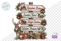 Watercolor Christmas Signpost PNG Bundle Product Image 5