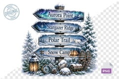 Watercolor Christmas Signpost PNG Bundle Product Image 6