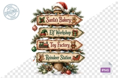 Watercolor Christmas Signpost PNG Bundle Product Image 1