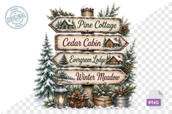 Watercolor Christmas Signpost PNG Bundle Product Image 8