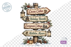 Watercolor Christmas Signpost PNG Bundle Product Image 1