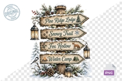 Watercolor Christmas Signpost PNG Bundle Product Image 1