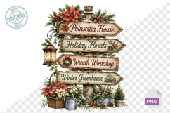 Watercolor Christmas Signpost PNG Bundle Product Image 1