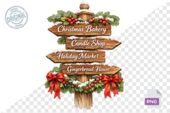 Watercolor Christmas Signpost PNG Bundle Product Image 1