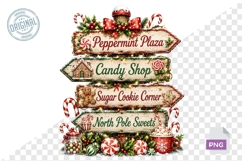 Watercolor Christmas Signpost PNG Bundle Product Image 1