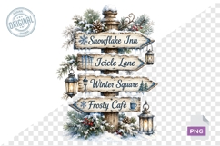 Watercolor Christmas Signpost PNG Bundle Product Image 1