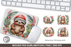 Mouse Pad Watercolor Christmas sloth Product Image 1