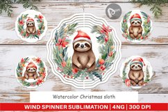 Wind Spinner Watercolor Christmas sloth Product Image 1