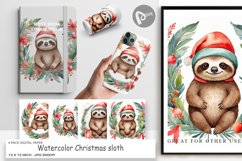 Digital Paper Watercolor Christmas sloth Product Image 1