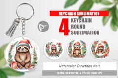 Keychain Watercolor Christmas sloth Product Image 1
