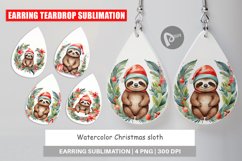 Earring Teardrop Watercolor Christmas sloth Product Image 1