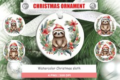 Christmas Ornaments Watercolor Christmas sloth Product Image 1